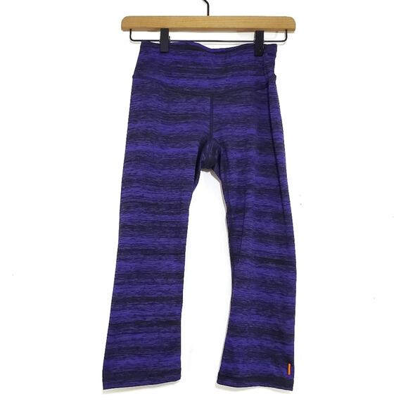 Lucy Size  Crop Capri Length Purple and Black Marled Leggings with Pocket FLAW - Picture 1 of 6